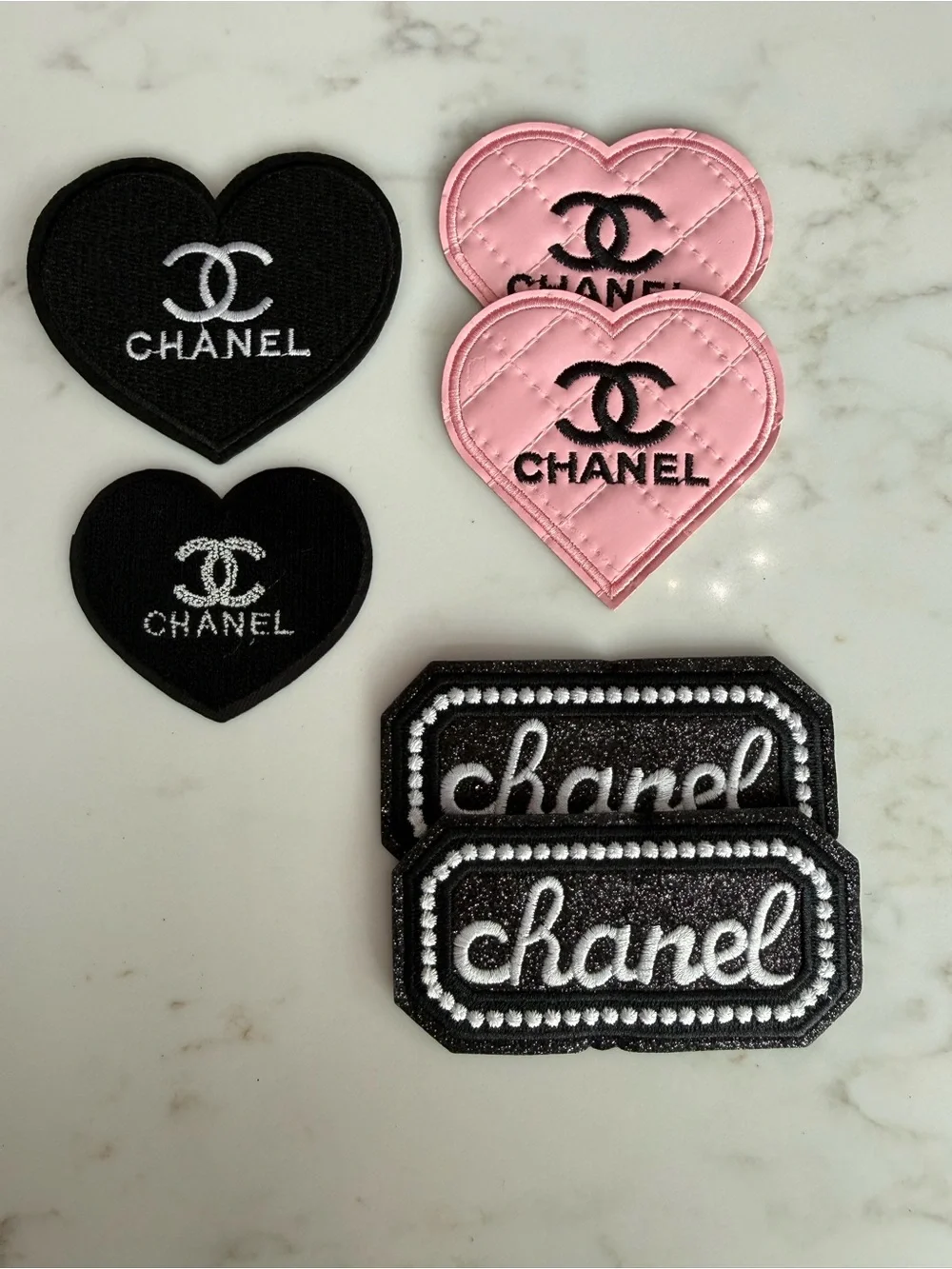Hand Crafted beautiful Black & Pink Heart iron on patches